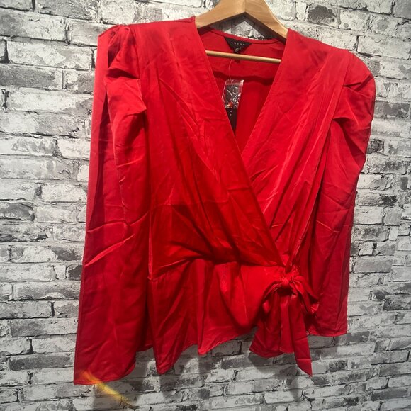 EUC Adiva Women's Red Plus Wrap Blouse Size 2X - Picture 3 of 15